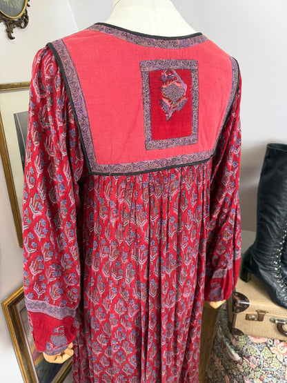 1970s Indian Cotton Maxi Dress