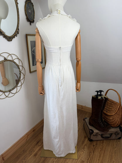 1970s Cheesecloth Halter Dress