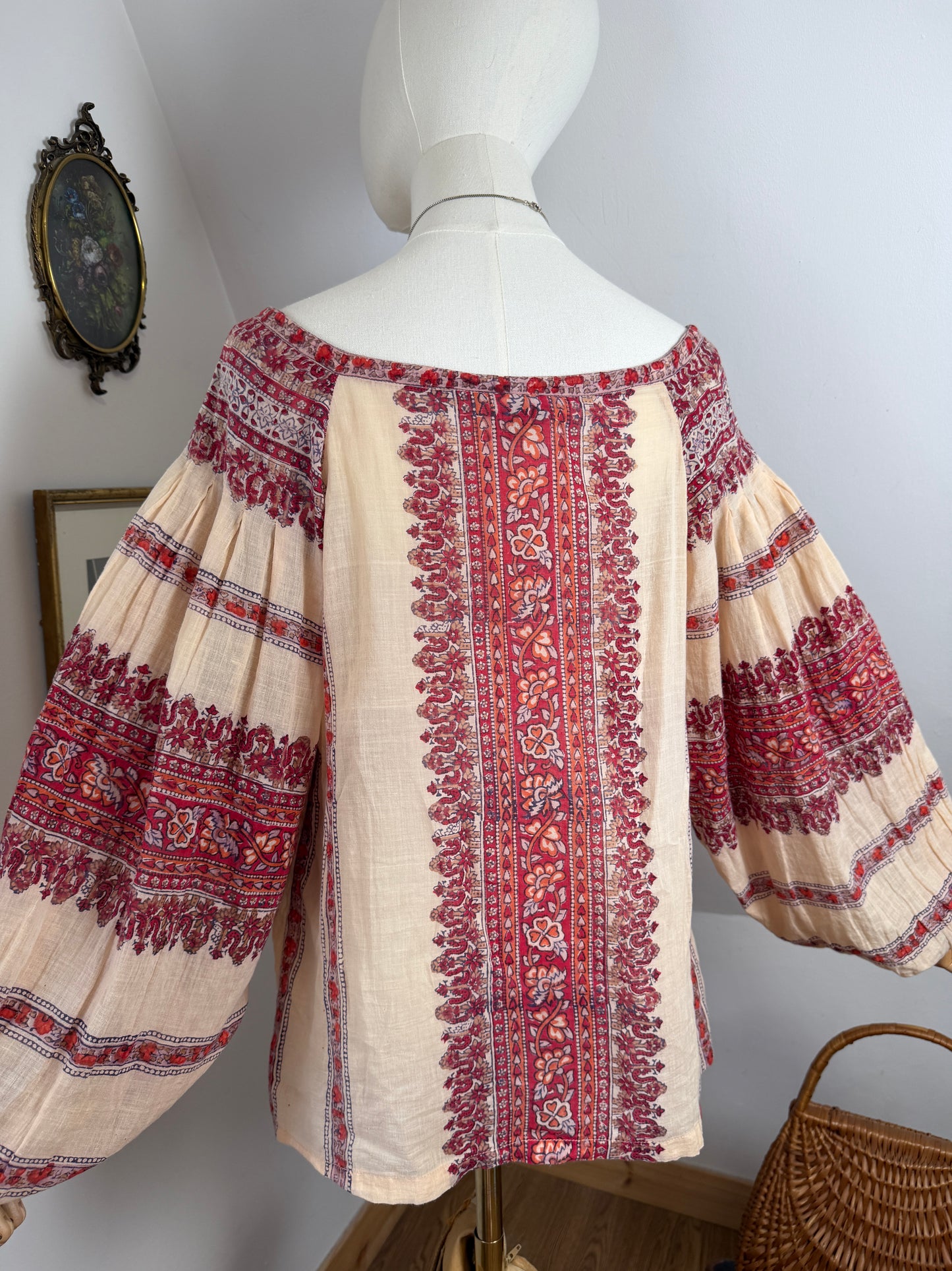 1970s Anokhi Romanian Style Blockprint Blouse