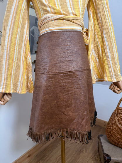 1960s Leather Fringe Mini Skirt