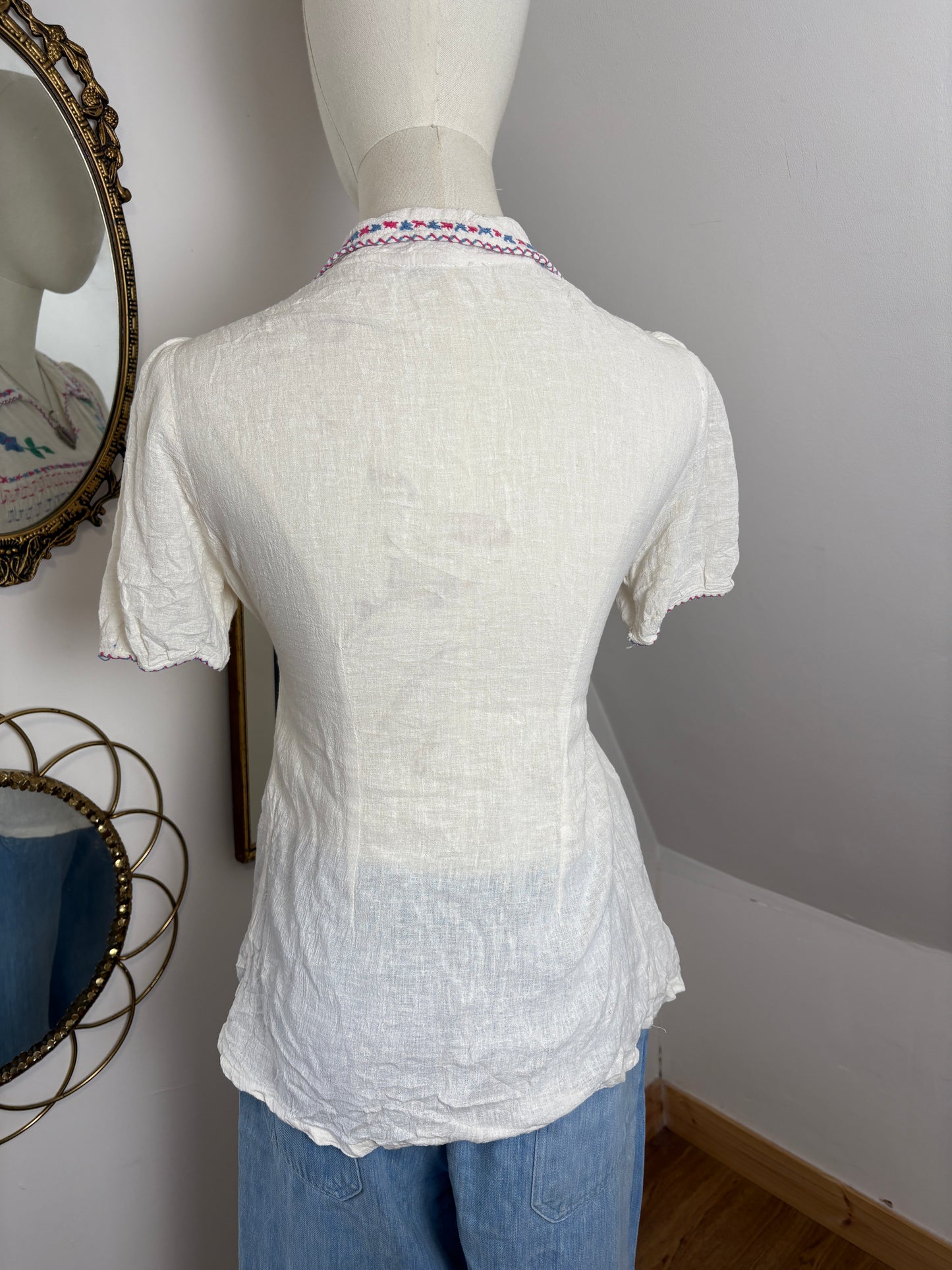 1970s Floral Embroidered Shirt