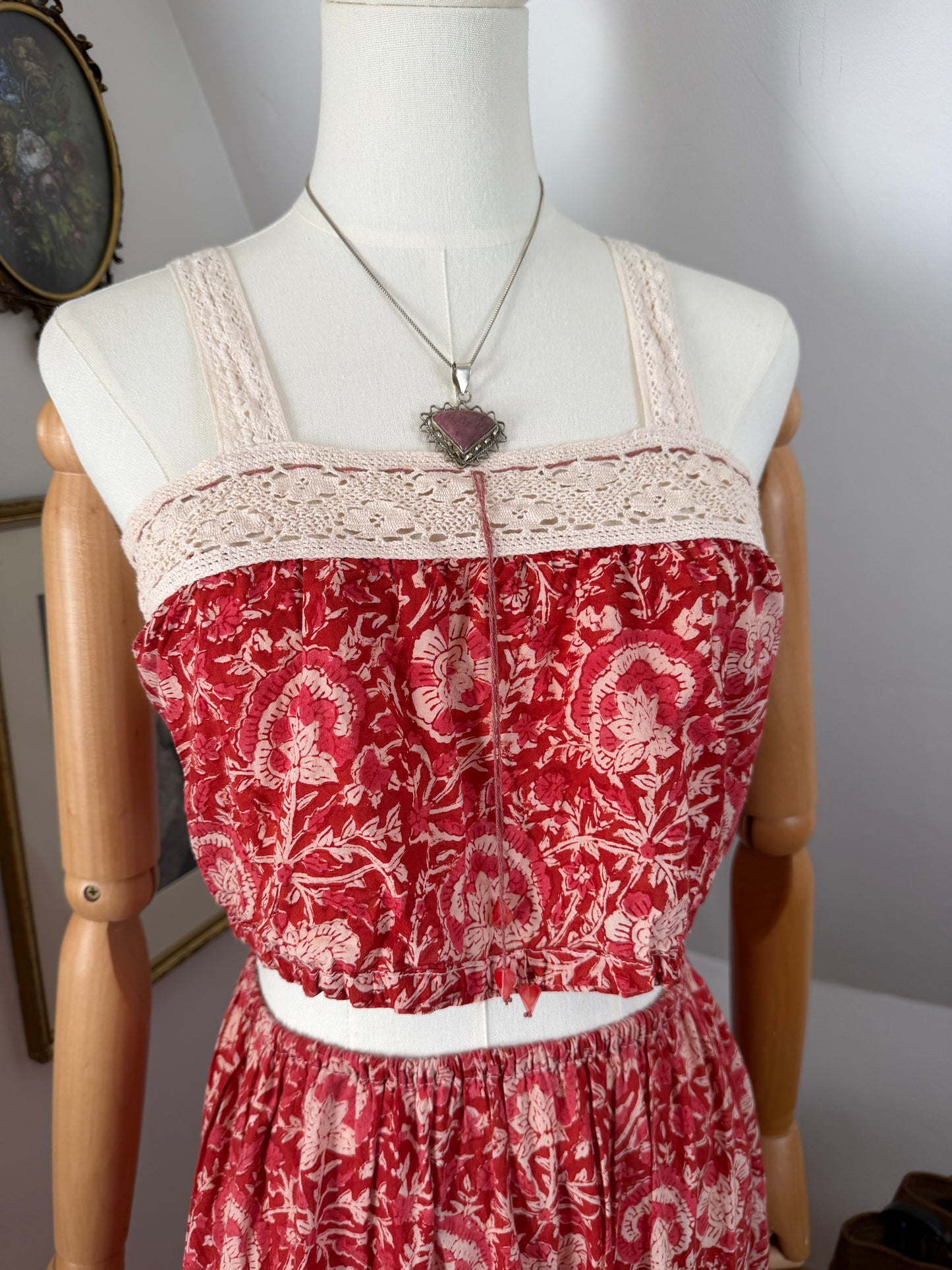 1970s Blockprint Cami & Skirt Set