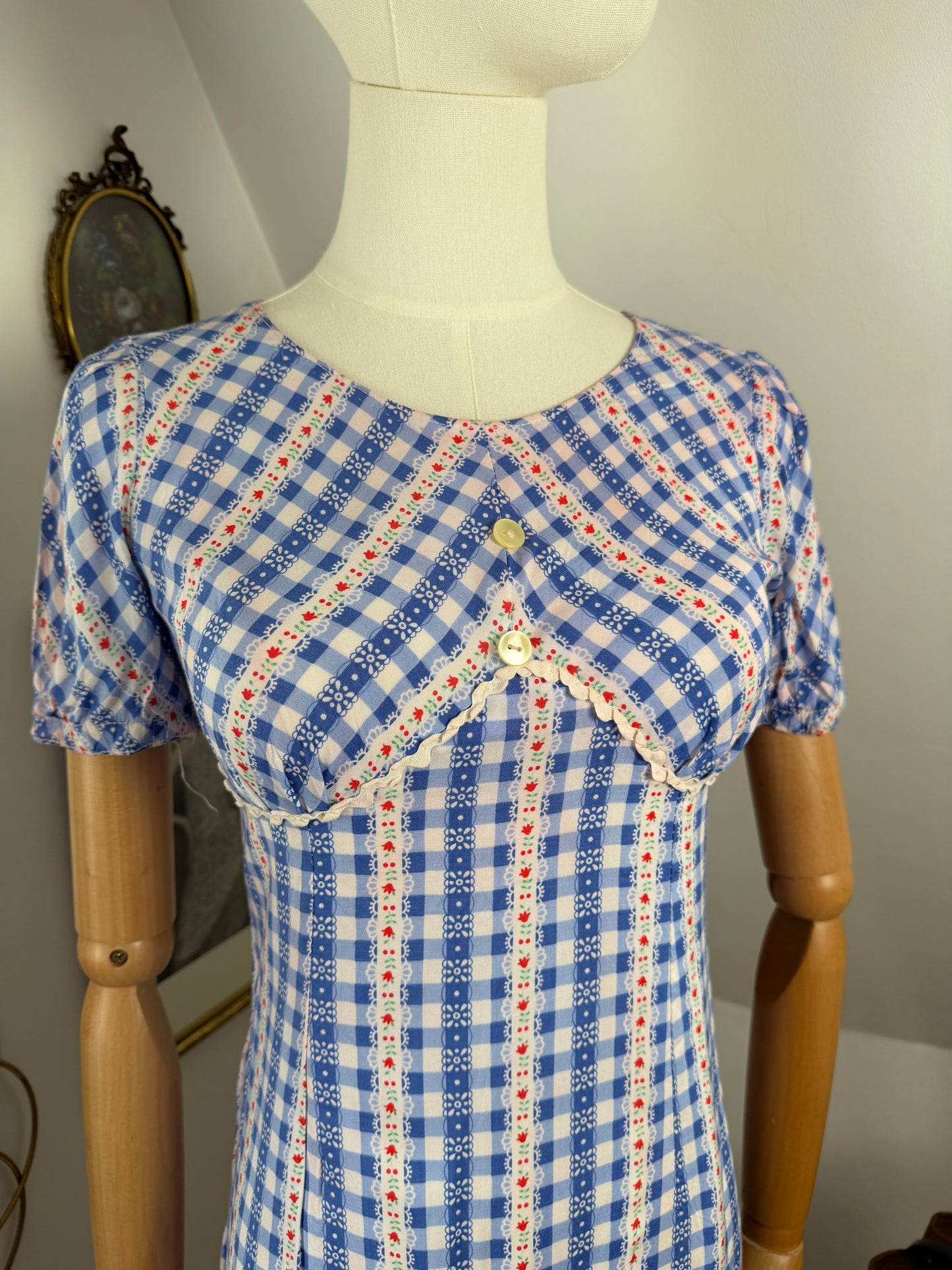 1970s Gingham Mini Dress