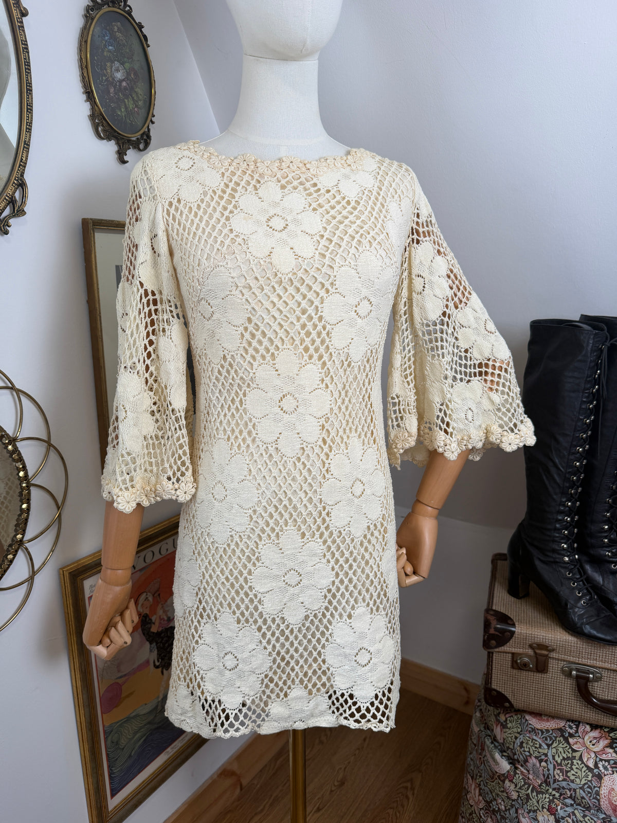 1960s ‘Simon Ellis’ Crochet Shift Dress