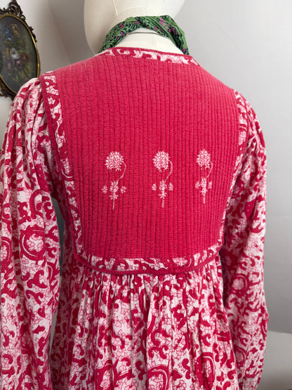 1970s Pink Indian Blockprint Dress