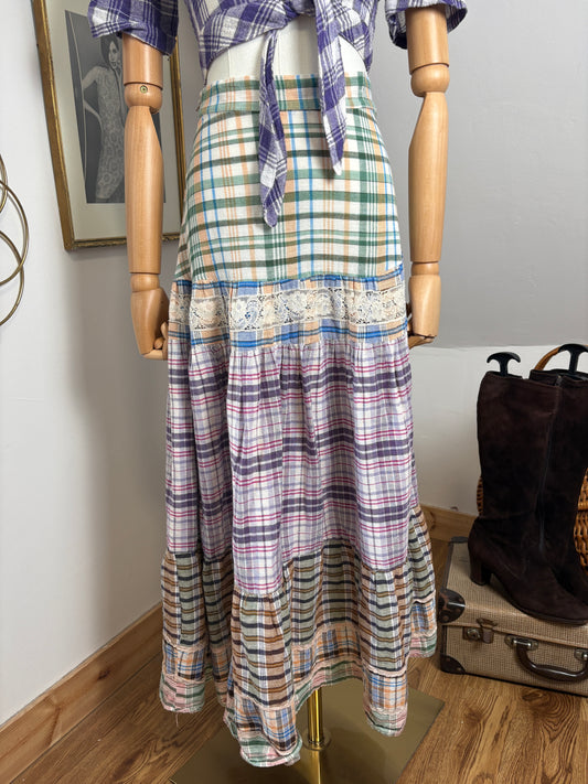 1970s Madras Tiered Skirt