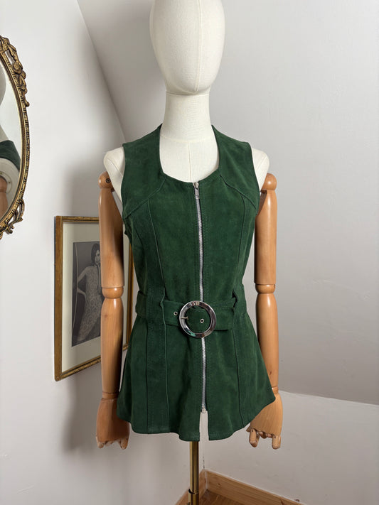 1960s Moss Suede Waistcoat