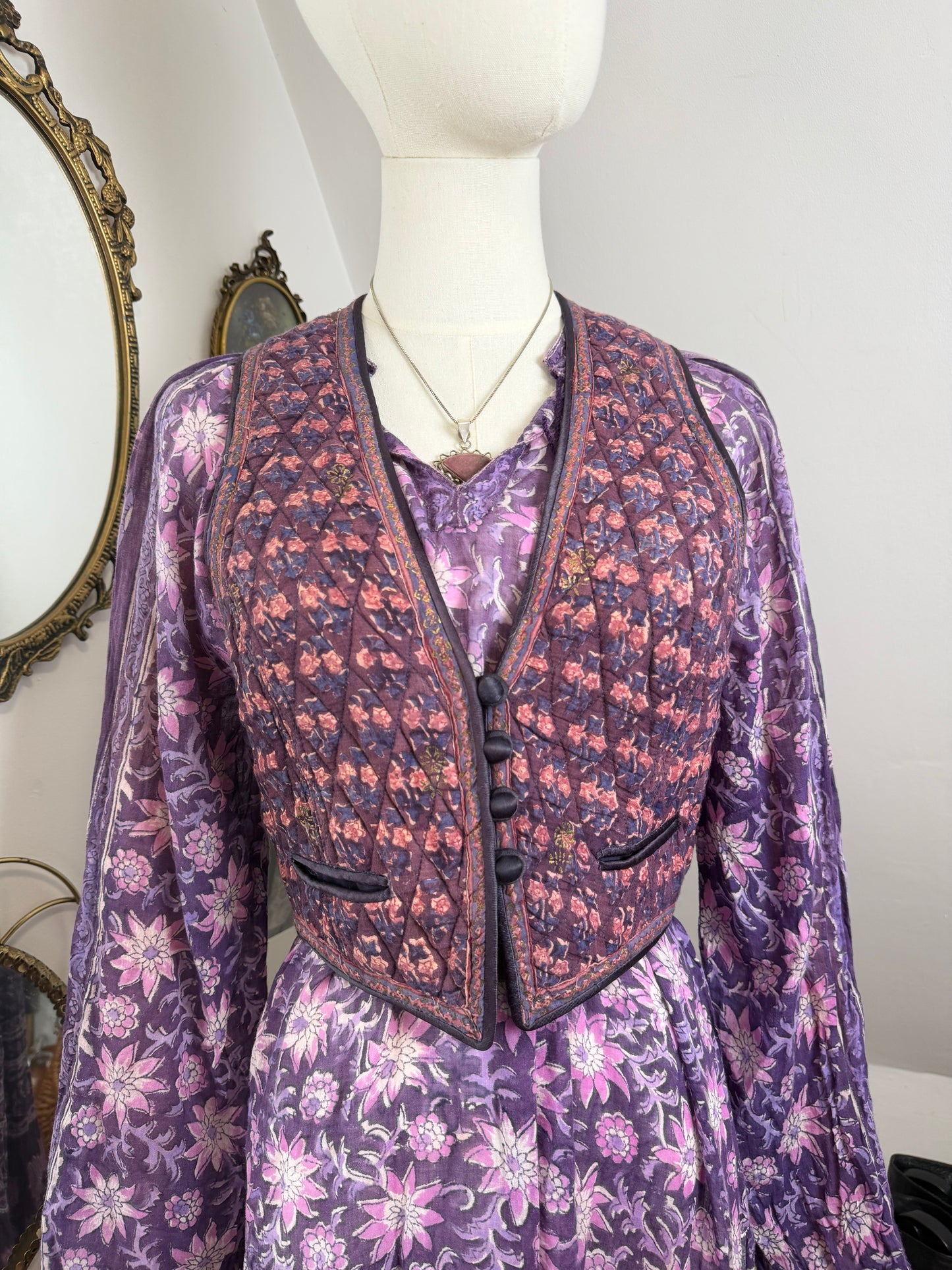 1970s ‘Phool’ Purple Blockprint Vest