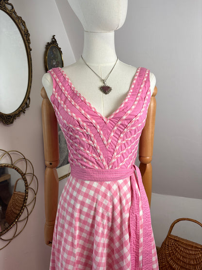 1970s ‘Jean Varon’ Bubblegum Gingham Dress