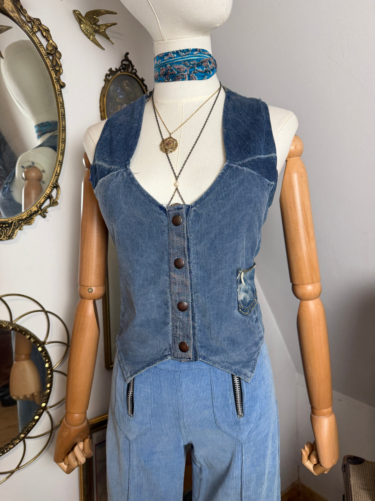 1970s Denim Cord Waistcoat