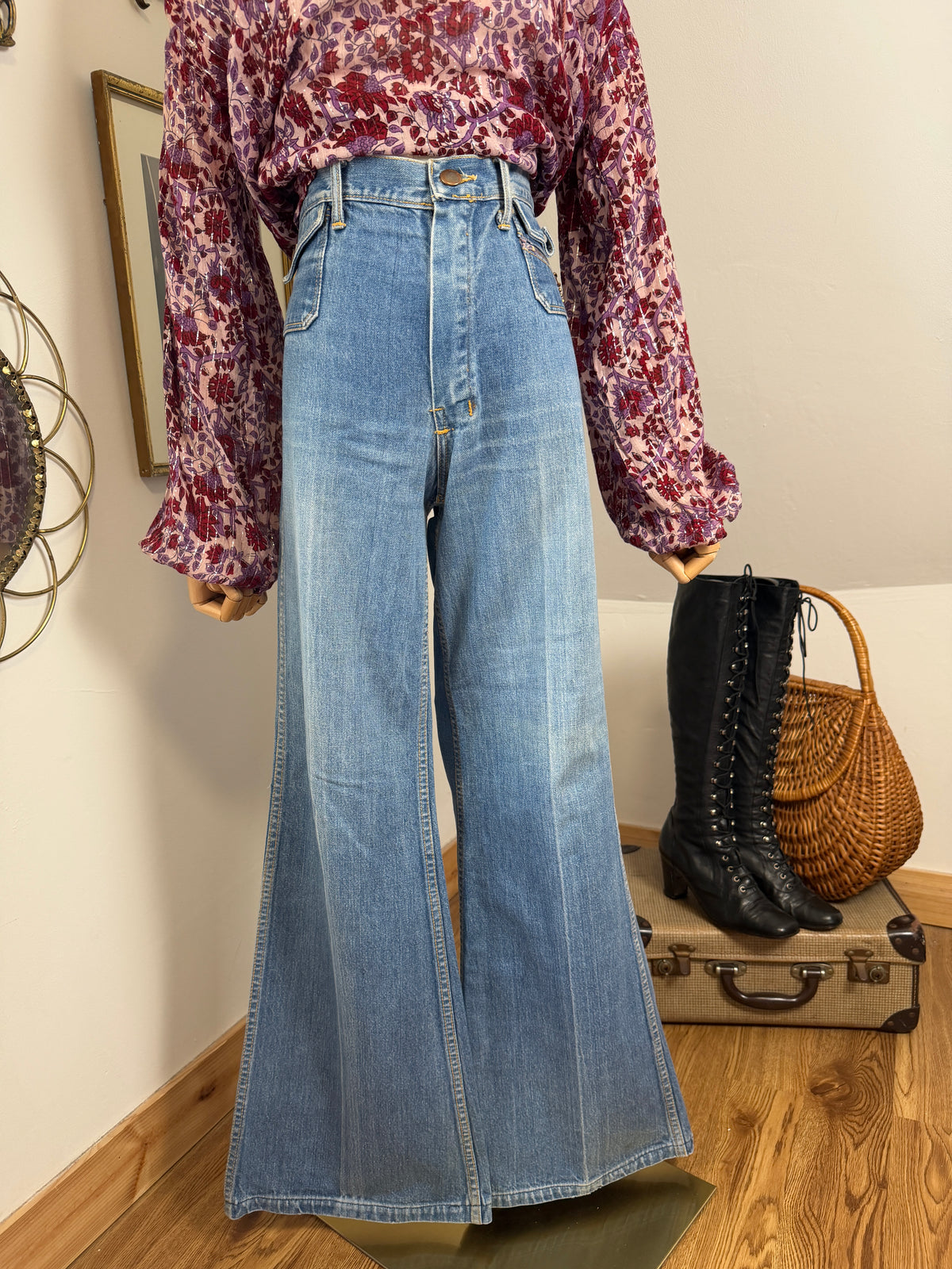 1970s Light Wash Denim Flares