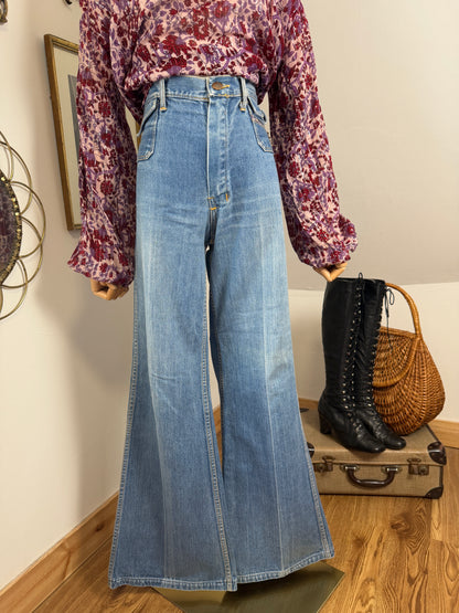 1970s Light Wash Denim Flares