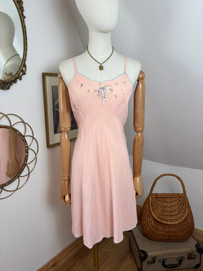 1940s Embroidered Slip Dress