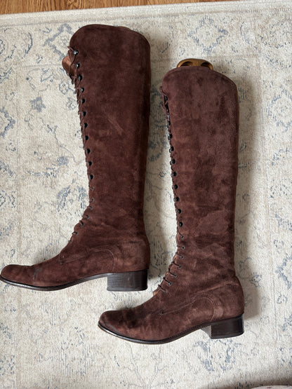 1960s ‘Kurt Geiger’ Velvet Lace Up Boots