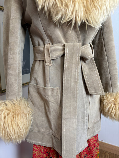 1970s Suede Fur Trim Coat