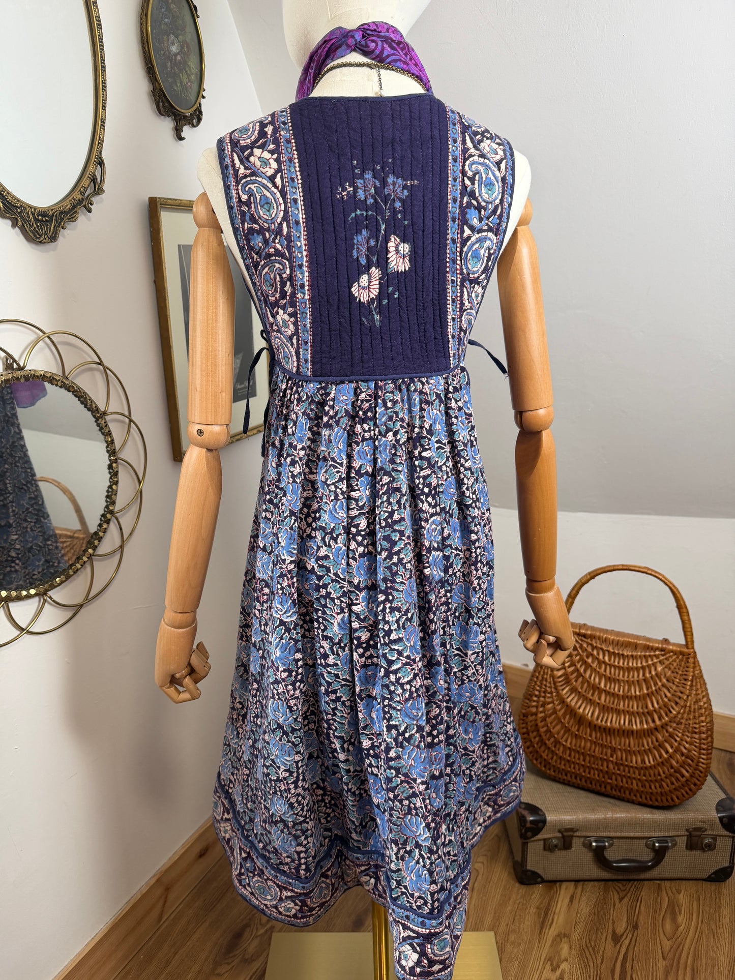 1970s ‘Mayur’ Quilted Pinafore Dress