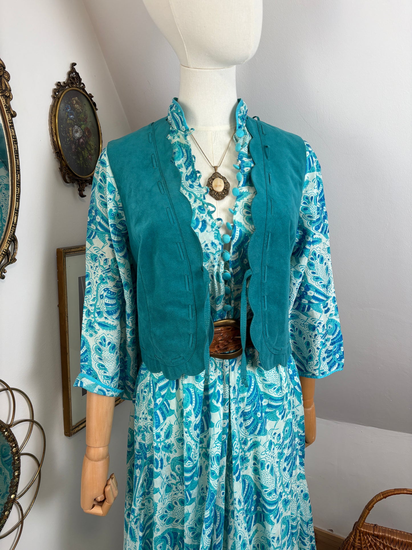 1970s Silk Indian Caftan & Vest