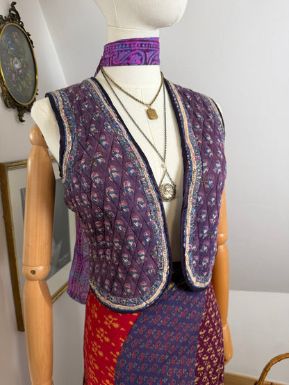 1970s Purple Indian Blockprint Vest