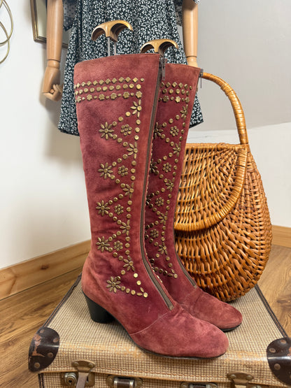 1960s / 70s Suede Studded Boots