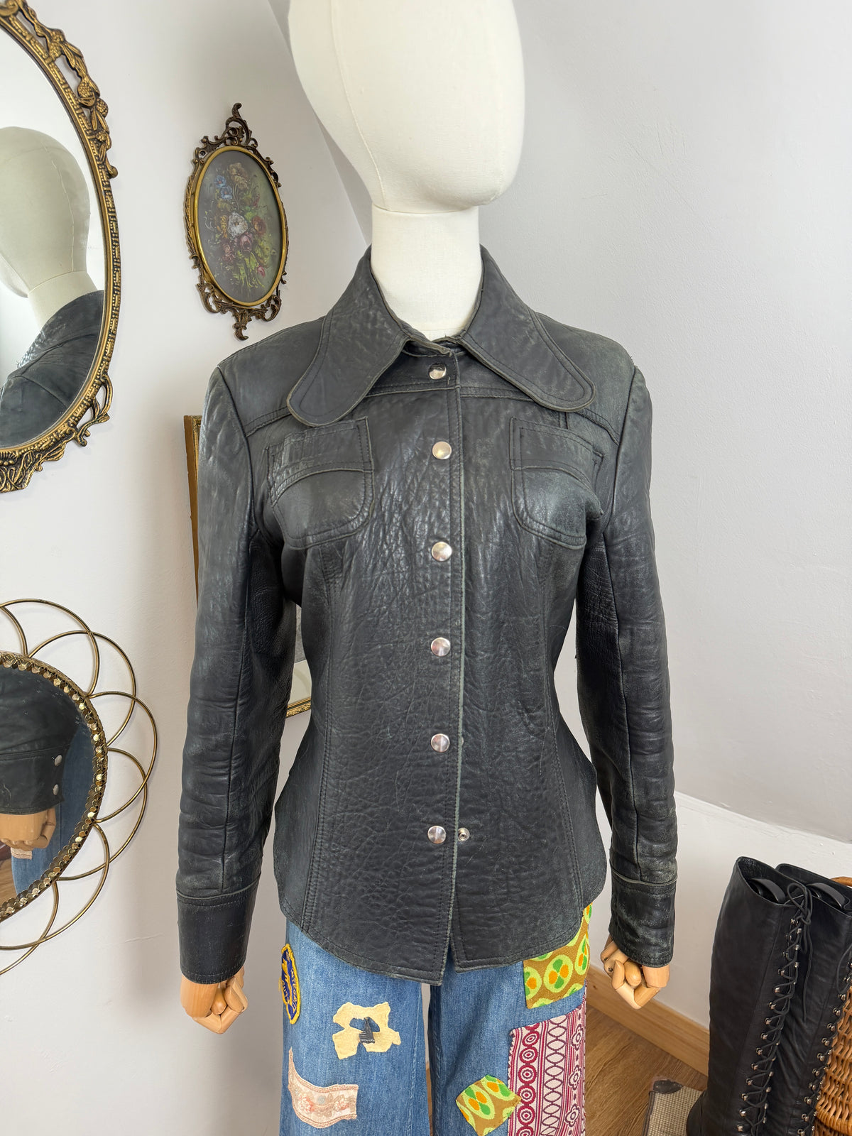 1960s / 70s Leather Beagle Collar Jacket