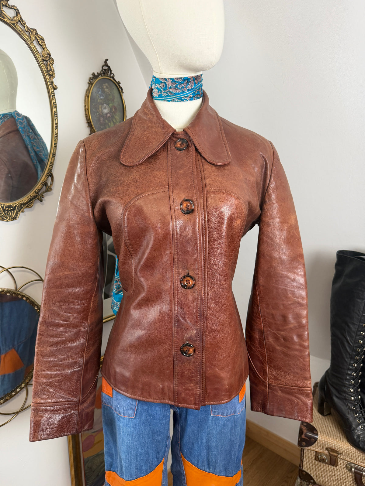 60s / 70s Cherry Leather Jacket
