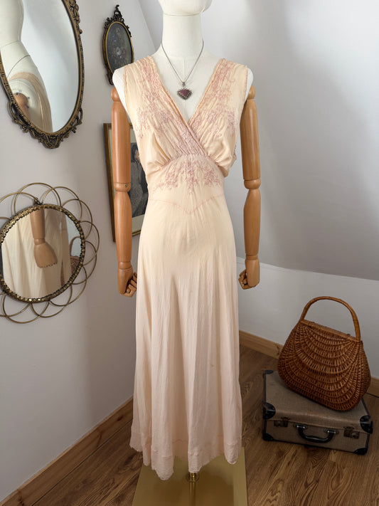 1930s Silk Embroidered Slip Dress
