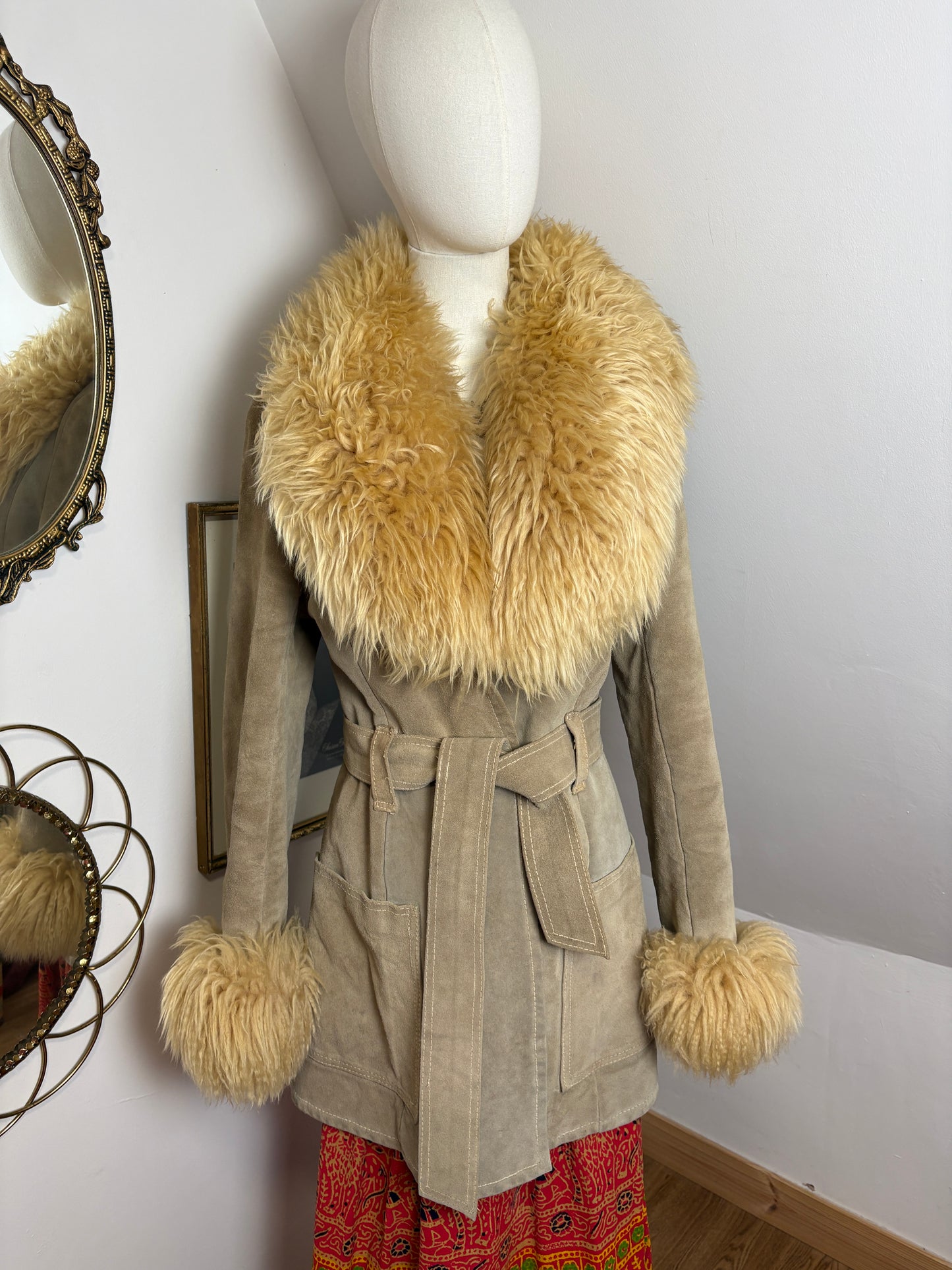1970s Suede Fur Trim Coat