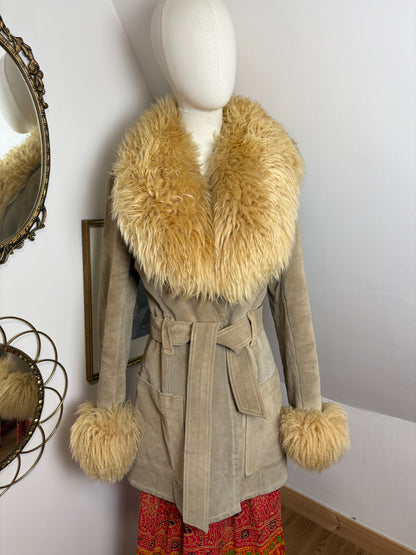 1970s Suede Fur Trim Coat