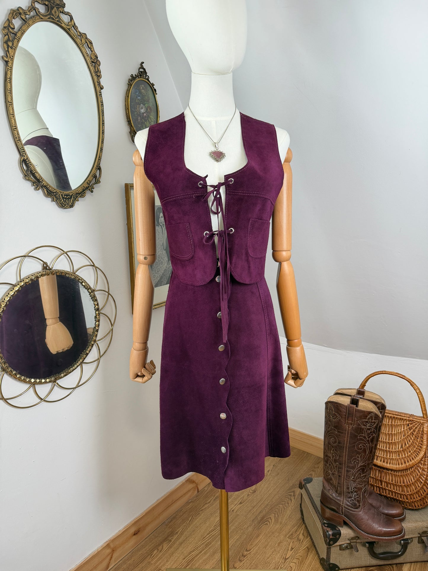 1970s Purple Suede Two-Piece