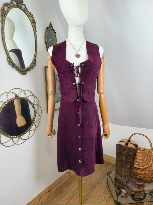 1970s Purple Suede Two-Piece