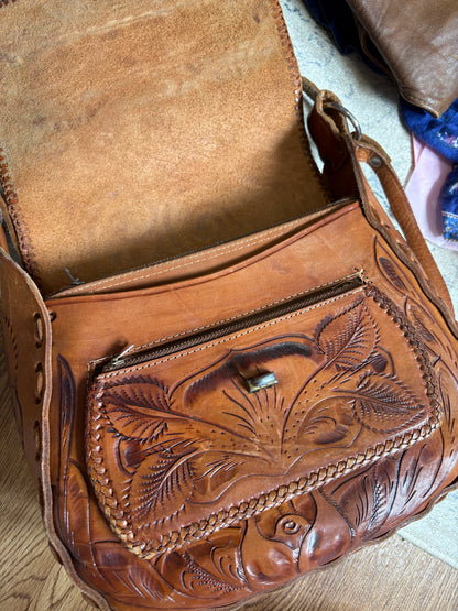 Incredible 60s/70s Horse Tooled Bag
