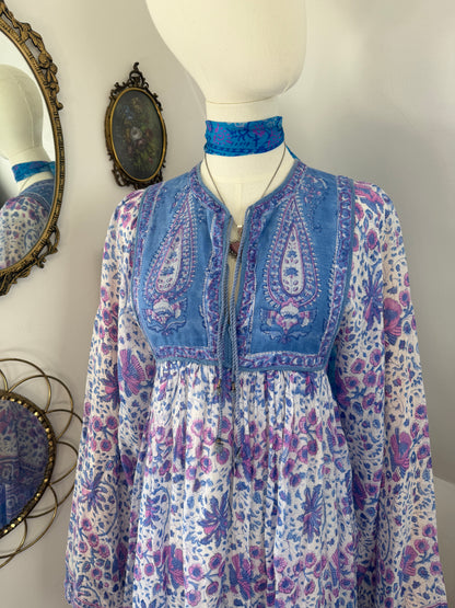 1970s ‘Phool’ Pastel Indian Cotton Dress