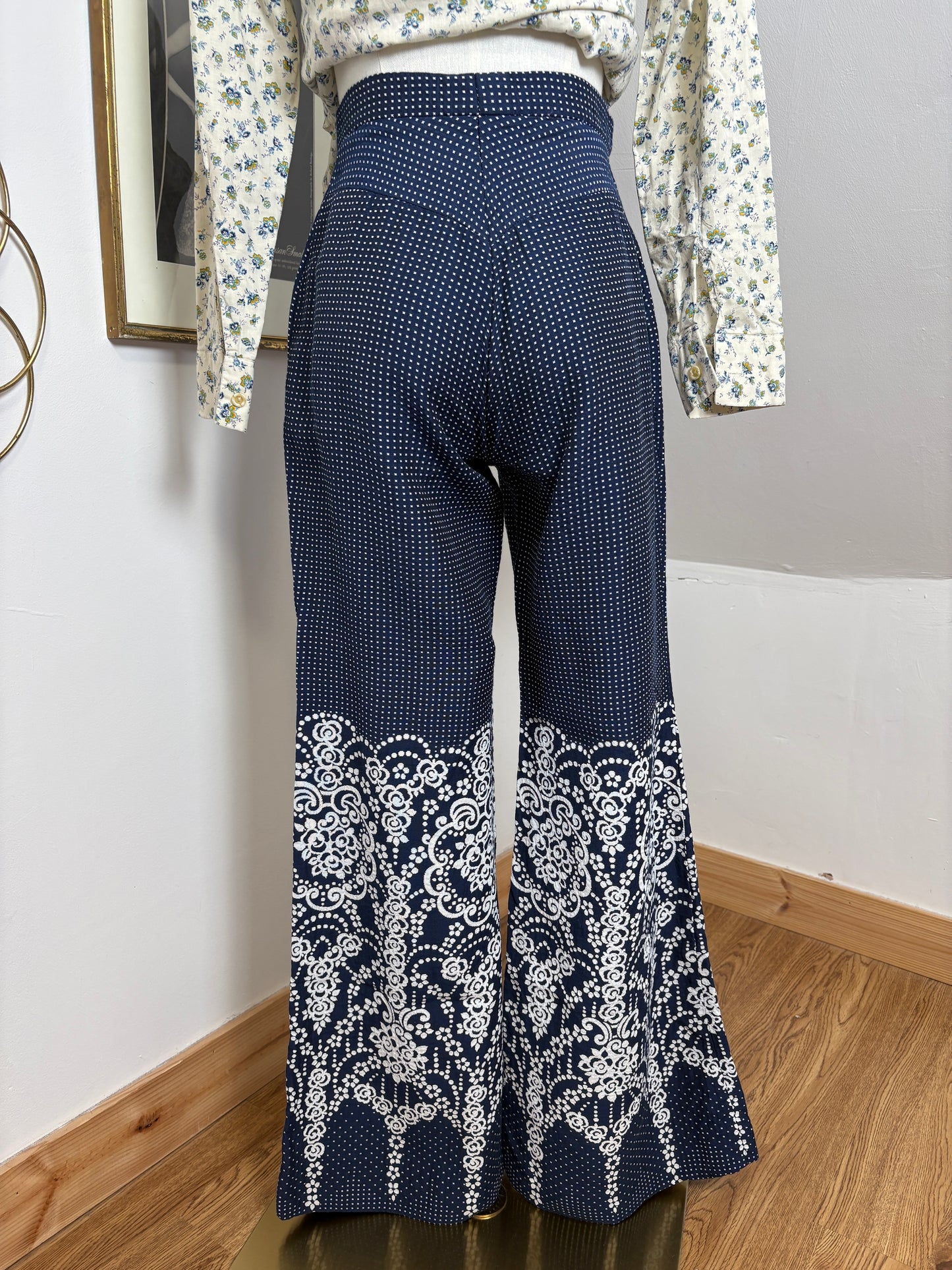 1960s Polka Floral Flares