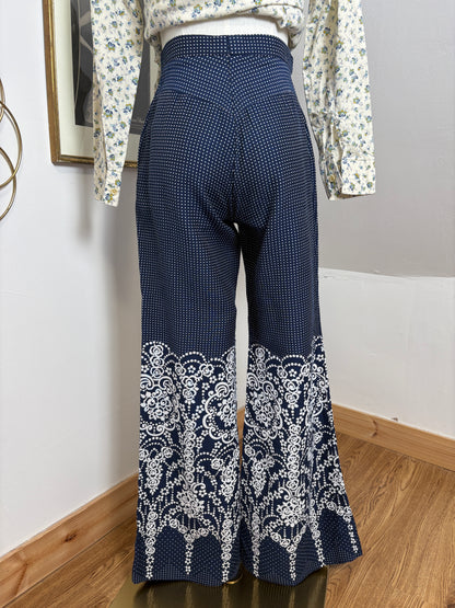 1960s Polka Floral Flares