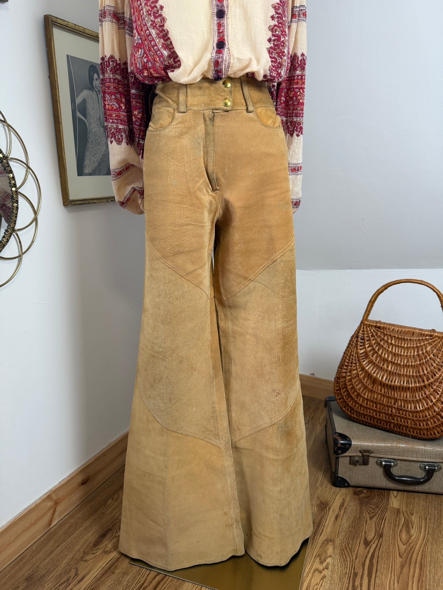 1970s Tan Suede Bellbottoms