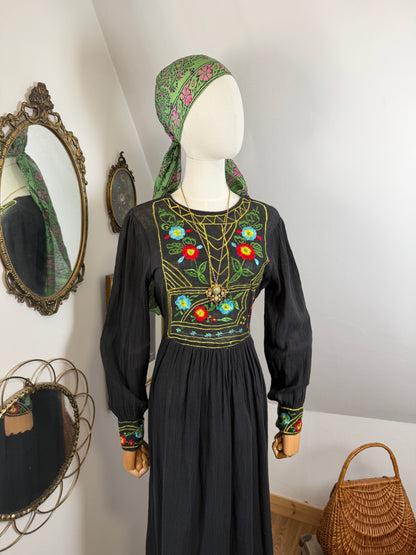 1960s Cheesecloth Embroidered Dress