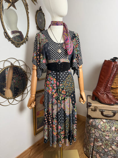1970s Patchwork Handkerchief Dress