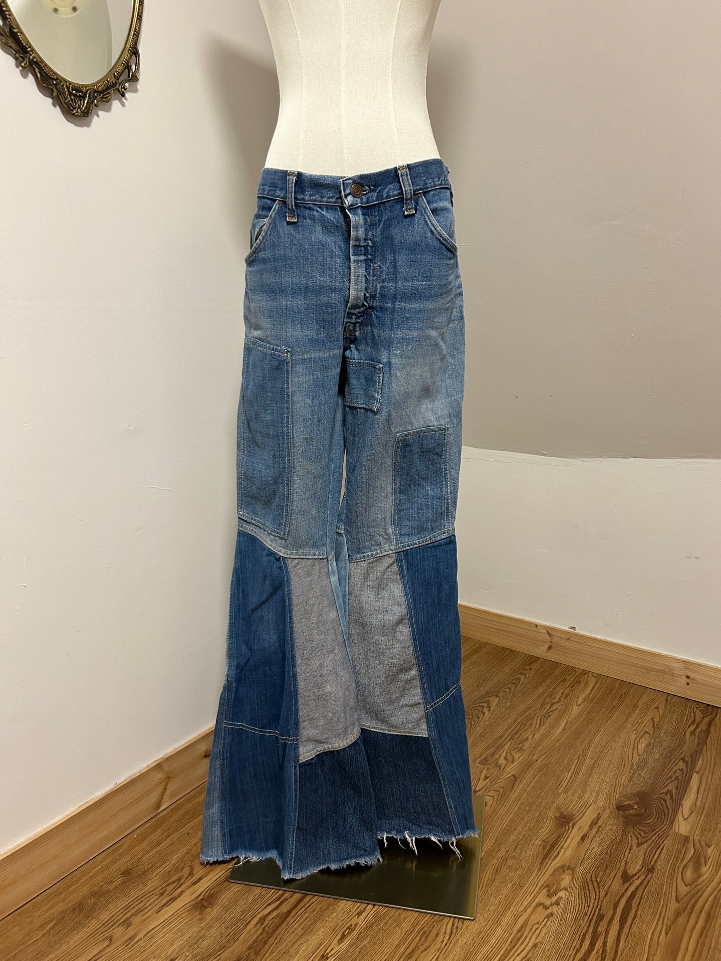 1970s Patchwork Flared Jeans