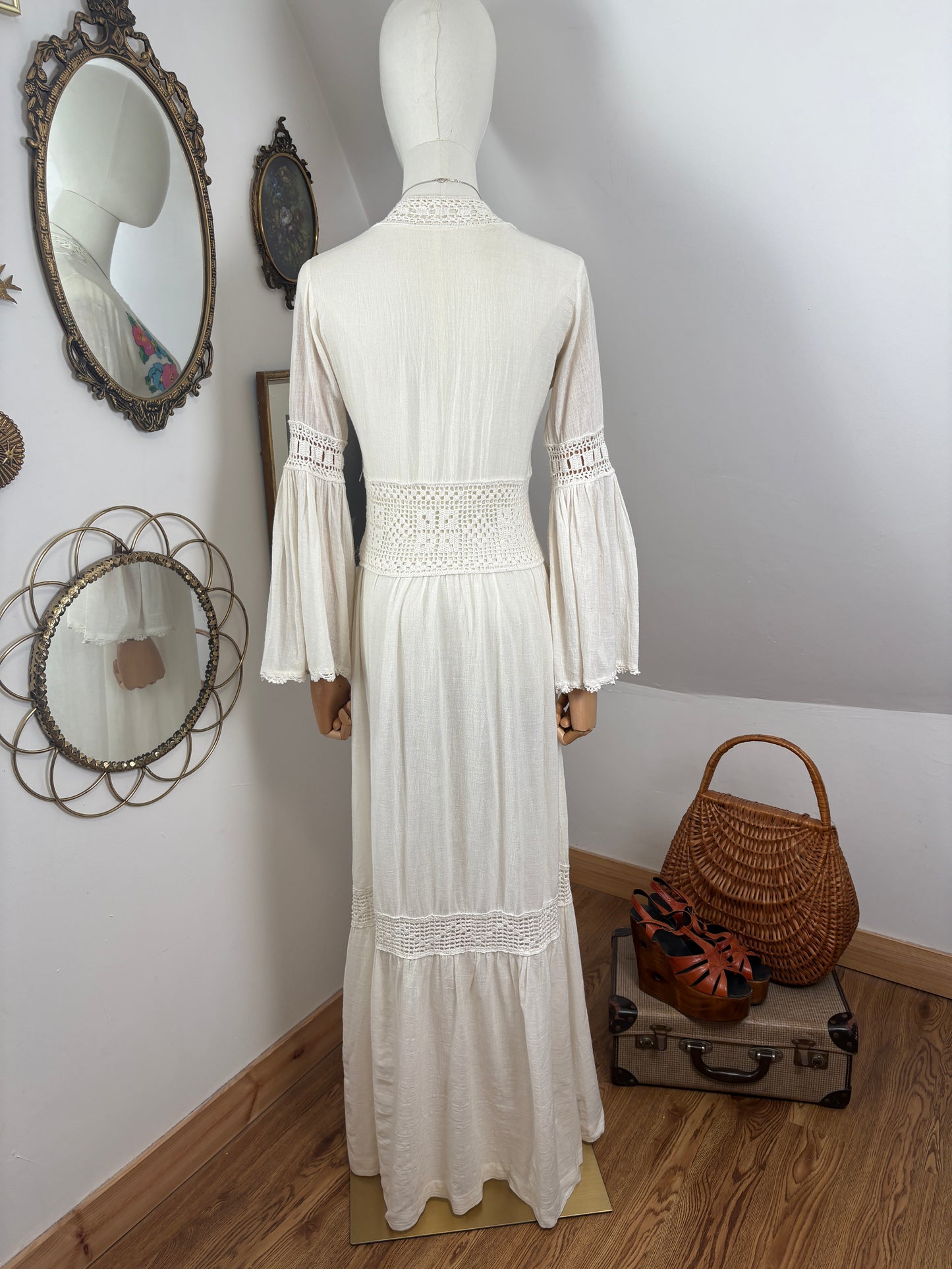 1970s Cheesecloth Maxi Dress