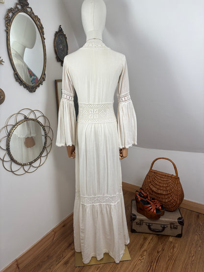 1970s Cheesecloth Maxi Dress