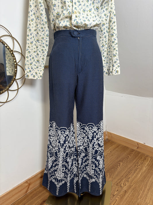 1960s Polka Floral Flares