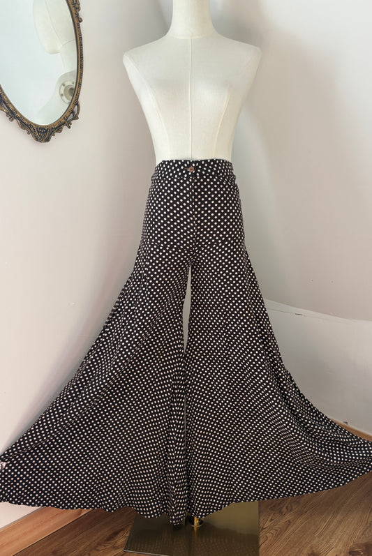 1970s Brown Polka Flares