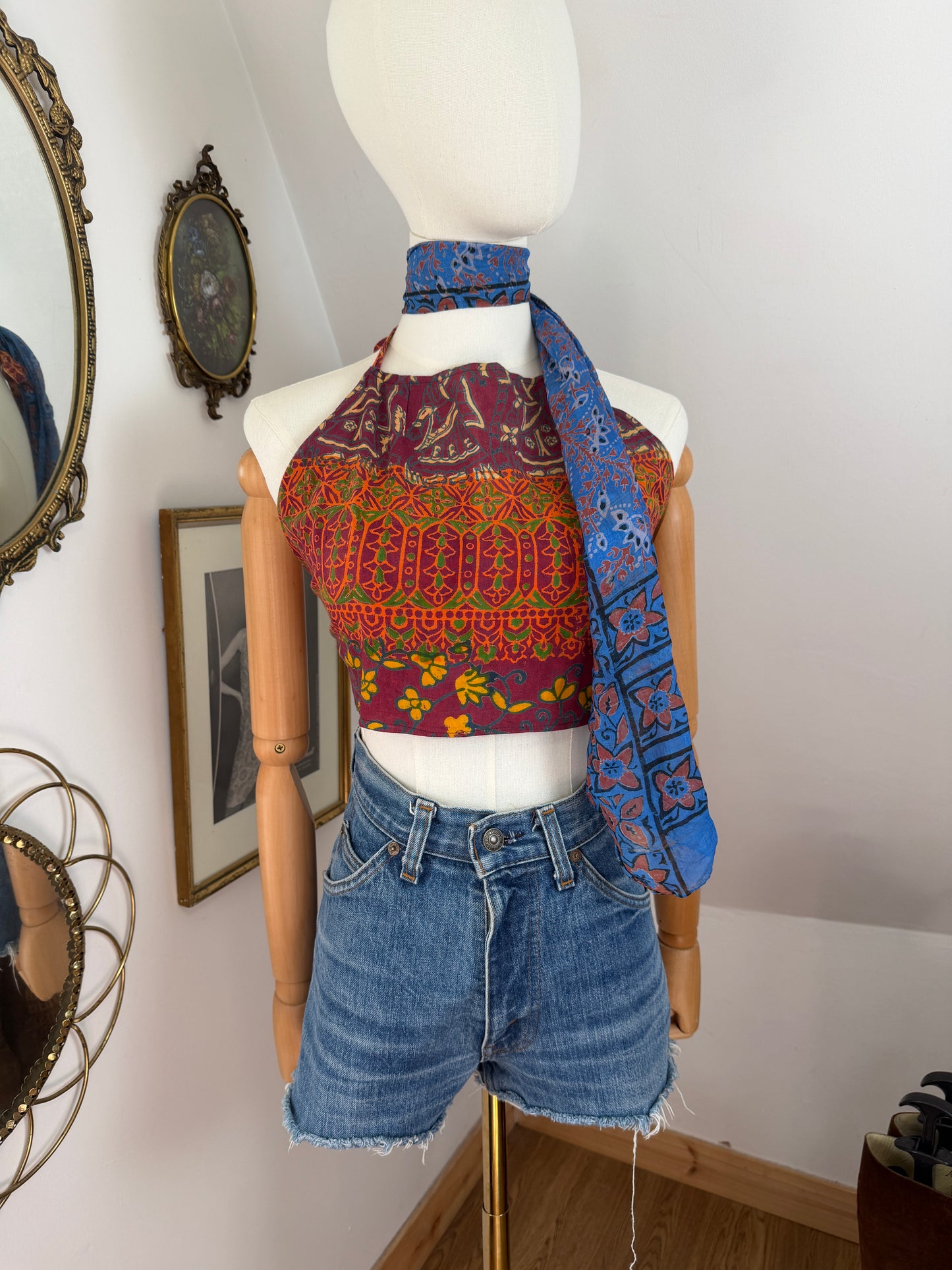 1970s Indian Blockprint Halterneck