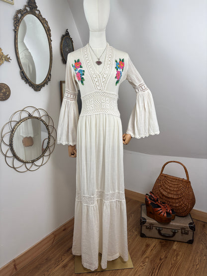 1970s Cheesecloth Maxi Dress
