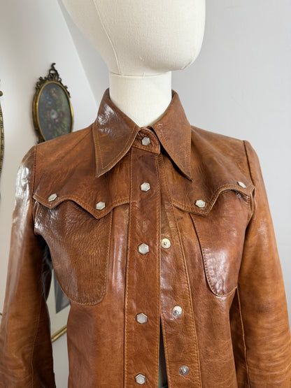 1970s Leather Studded Jacket