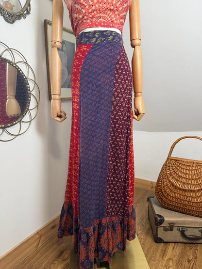 1970s Patchwork Blockprint Skirt