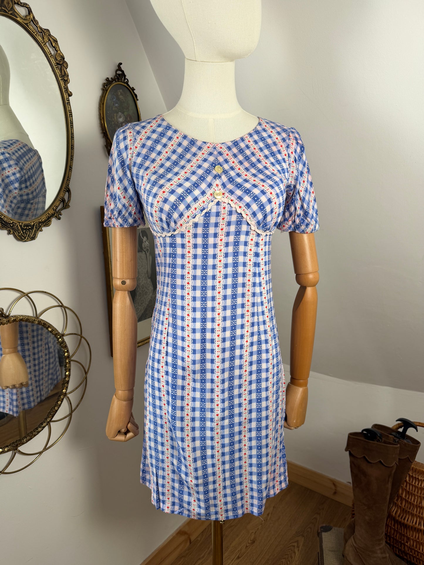 1970s Gingham Mini Dress