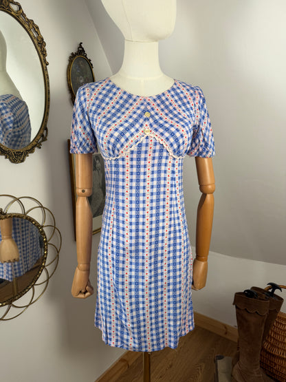 1970s Gingham Mini Dress