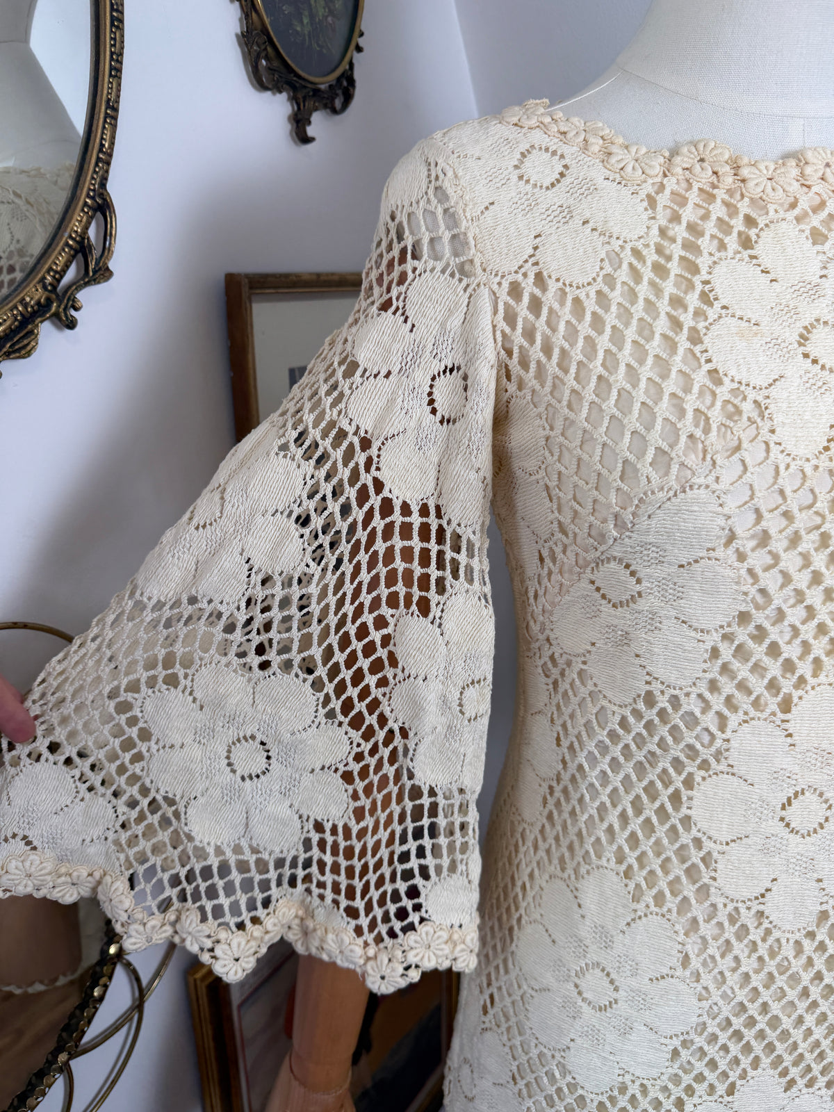 1960s ‘Simon Ellis’ Crochet Shift Dress