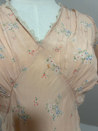 1940s Floral Silk Nightdress